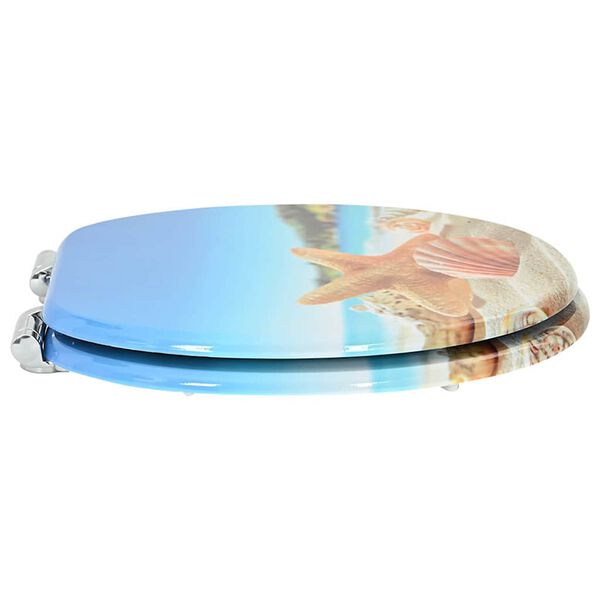 vidaXL Capac de toaletă cu &icirc;nchidere lentă Scoica Mării 44 x 38 cm