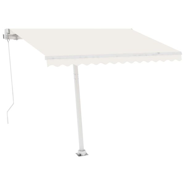 vidaXL Copertină autonomă retractabilă manual, crem, 350x250 cm