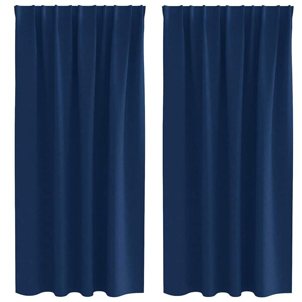 vidaXL Perdele Opaque cu Inel 2 pcs Albastru &icirc;nchis 175 x 140 cm