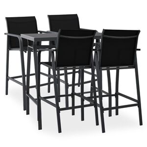 vidaXL Set mobilier de bar pentru grădină, 5 piese, negru