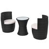 vidaXL Set mobilier bistro cu perne, 3 piese, negru, poliratan
