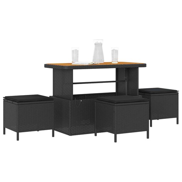 vidaXL Set de masă pentru grădină Negru poliratan