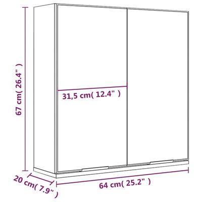 vidaXL Dulap de baie cu oglindă, gri sonoma, 64x20x67 cm