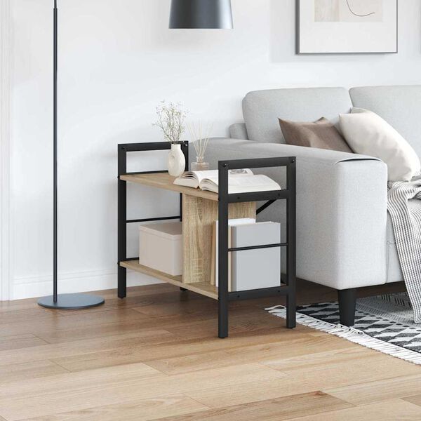 vidaXL Raft pentru cărți Stejar Sonoma 75 x 30 x 58,5 cm Lemn compozit