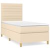 vidaXL Pat box spring cu saltea, crem, 90x190 cm, textil