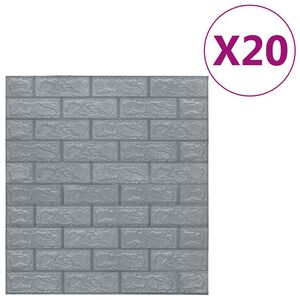 vidaXL Tapet perete autocolant 3D, 20 buc., antracit, model cărămizi