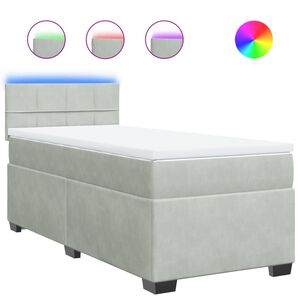 vidaXL Pat continental cu saltea, gri deschis, 80x200 cm, catifea