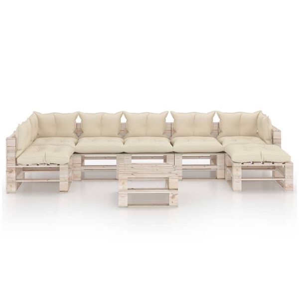 vidaXL Set mobilier de grădină din paleți, cu perne, 8 piese, lemn pin