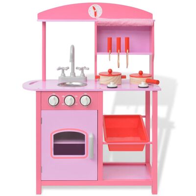vidaXL Bucătărie de jucărie din lemn 60 x 27 x 83 cm, roz