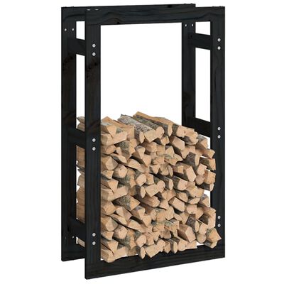 vidaXL Rastel pentru lemne de foc, negru, 60x25x100 cm lemn masiv pin