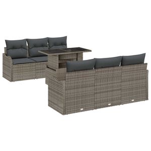 vidaXL Set de canapele pentru grădină cu pernă 7 pcs Gri Rattan poli