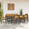 vidaXL Set de masă pentru grădină 9 pcs negru și maro 200 x 90 x 75 cm