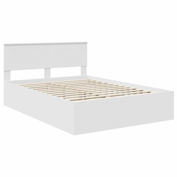 vidaXL Cadru de pat cu headboard Alb 150 x 200 cm Lemn compozit