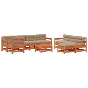 vidaXL Set de lounge pentru grădină 10 pcs Maro Ceară