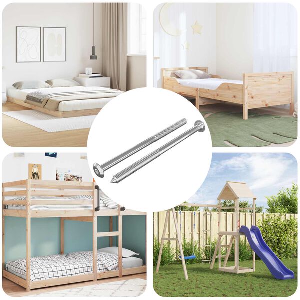 vidaXL Șuruburi pentru mobilă 2 pcs Argintiu M6 x 100 mm Oțel