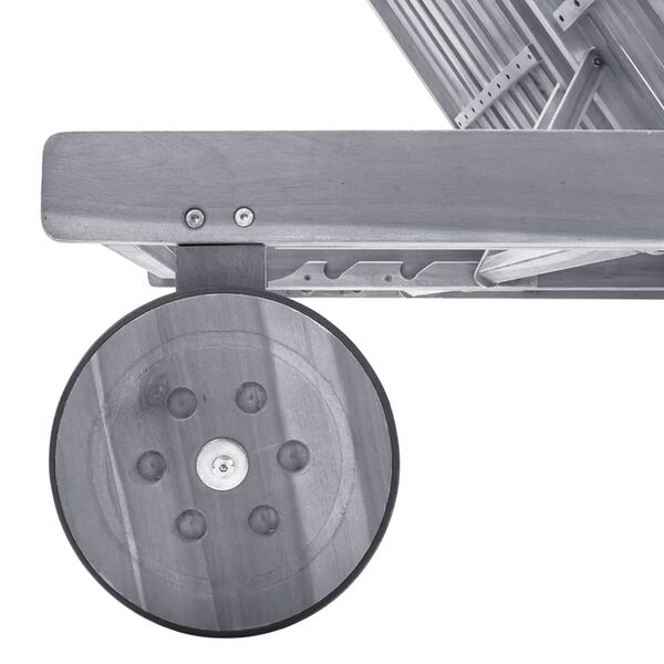 vidaXL Șezlong grădină cu perne, 2 persoane, gri, lemn masiv acacia