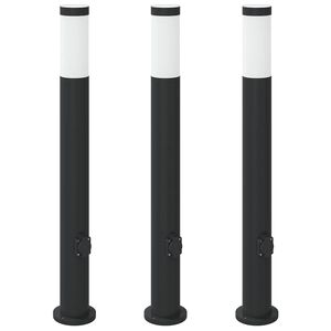 vidaXL St&acirc;lpi iluminatori cu priză, 3 buc., 80 cm, oțel inoxidabil, IP44
