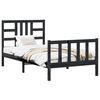 vidaXL Cadru de pat cu tăblie, negru, 100x200 cm, lemn masiv