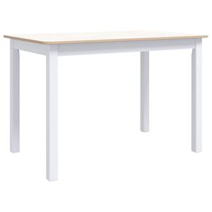 vidaXL Masă de bucătărie alb și maro 114x71x75 cm lemn masiv de hevea