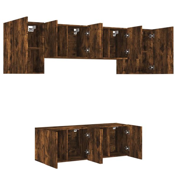 vidaXL Unități TV de perete, 6 piese, stejar fumuriu, lemn prelucrat