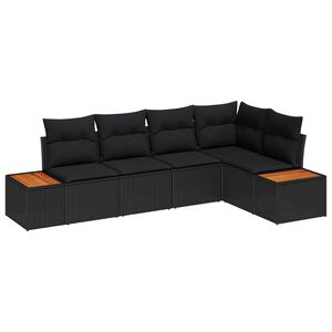 vidaXL Set de canapele pentru grădină 5 buc. 5-Număr de locuri Negru