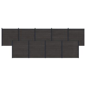 vidaXL Panou de Gardă 9 pcs WPC și Aluminiu Negru