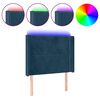 vidaXL Tăblie de pat cu LED, albastru &icirc;nchis, 83x16x118/128cm, catifea