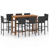 vidaXL Set mobilier bar de grădină, 9 piese, negru