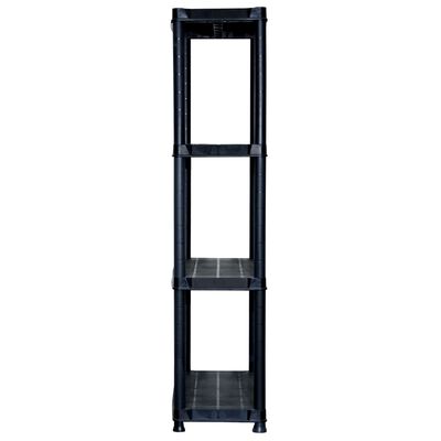vidaXL Raft de depozitare cu 4 polițe, negru, 61x30,5x130 cm, plastic
