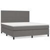 vidaXL Pat box spring cu saltea, gri, 160x200 cm, piele ecologică