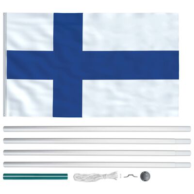 vidaXL Drapel Finlanda și stâlp din aluminiu, 6,2 m