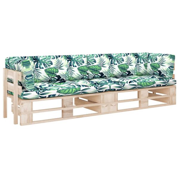 vidaXL Canapea din paleți cu 2 locuri, cu perne, lemn pin tratat