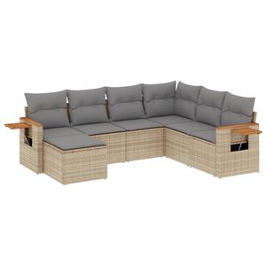 vidaXL Patio Sofa Set 7-Locuri Beige and Grey