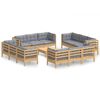 vidaXL Set mobilier grădină cu perne, 13 piese, gri, lemn de pin