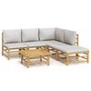 vidaXL Set mobilier de grădină cu perne gri deschis, 6 piese, bambus