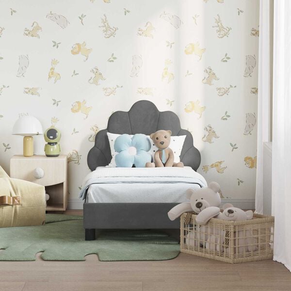 vidaXL Cadru de pat pentru copii cu spătar Gri închis 70 x 140 cm