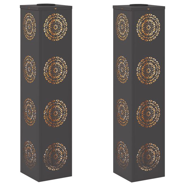 vidaXL Lumină LED Solară pentru Alei 2 pcs Negru Oțel laminat la rece