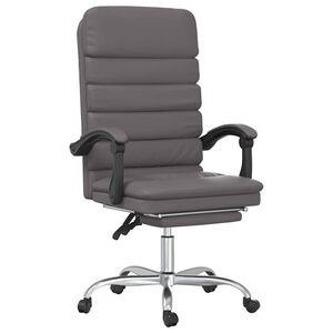 vidaXL Scaun de birou rabatabil cu masaj, gri, piele ecologică