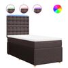 vidaXL Pat box spring cu saltea, maro &icirc;nchis, 100x200 cm, textil