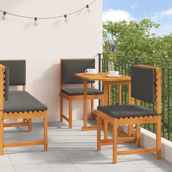 vidaXL Set Bistro de Grădină 4 pcs Maro lemn masiv de acacia