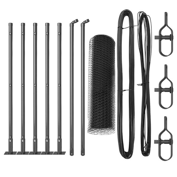 vidaXL St&acirc;lp de gard. Gri 10 x 0,4 m (plasă de 25 mm) Oțel și PVC