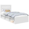 vidaXL Cadru de pat cu headboard Alb 75 x 190 cm Lemn de pin masiv