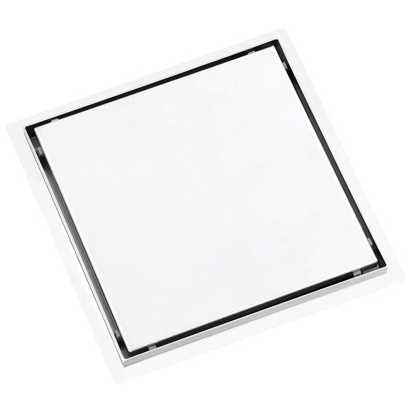 vidaXL Rigolă de duș capac plat gresie 2-în-1 28x28 cm oțel inoxidabil