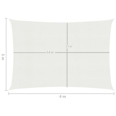 vidaXL Pânză parasolar, alb, 3 x 4 m, HDPE, 160 g/m²