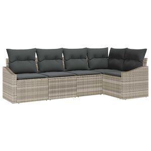 vidaXL Set de canapea 5 buc. Gri deschis poliratan