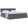 vidaXL Pat cu storage cu saltea cu headboard Gri &icirc;nchis 90 x 200 cm