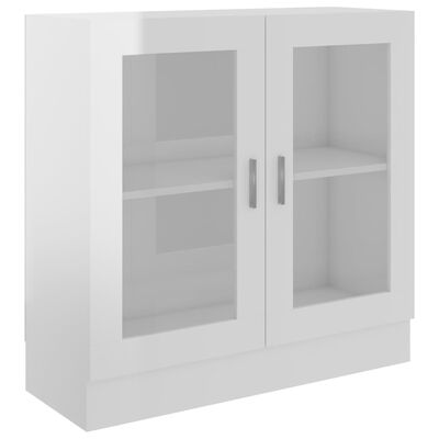 vidaXL Dulap cu vitrină, alb extralucios, 82,5 x 30,5 x 80 cm, PAL