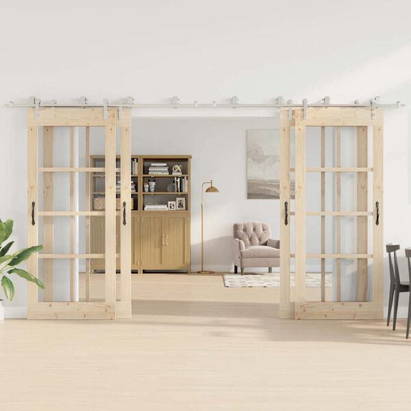 vidaXL Set piese pentru ușă glisantă, argintiu, 400 cm oțel inoxidabil