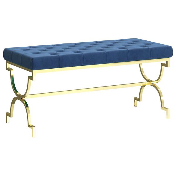 vidaXL Bancă, albastru, 99 cm, catifea și oțel inoxidabil