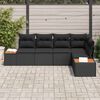 vidaXL Set de canapele pentru grădină cu pernă 5 pcs Negru Rattan poli